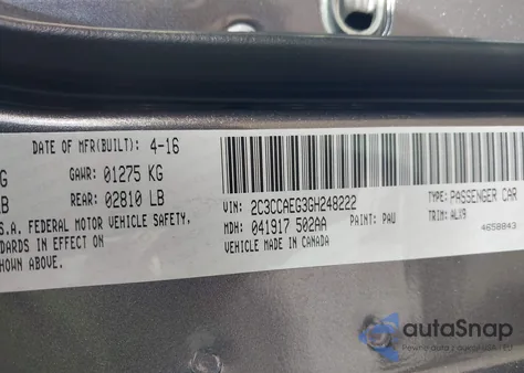 2016 Chrysler 300C from USA, damaged, VIN 2C3CCAEG3GH248222